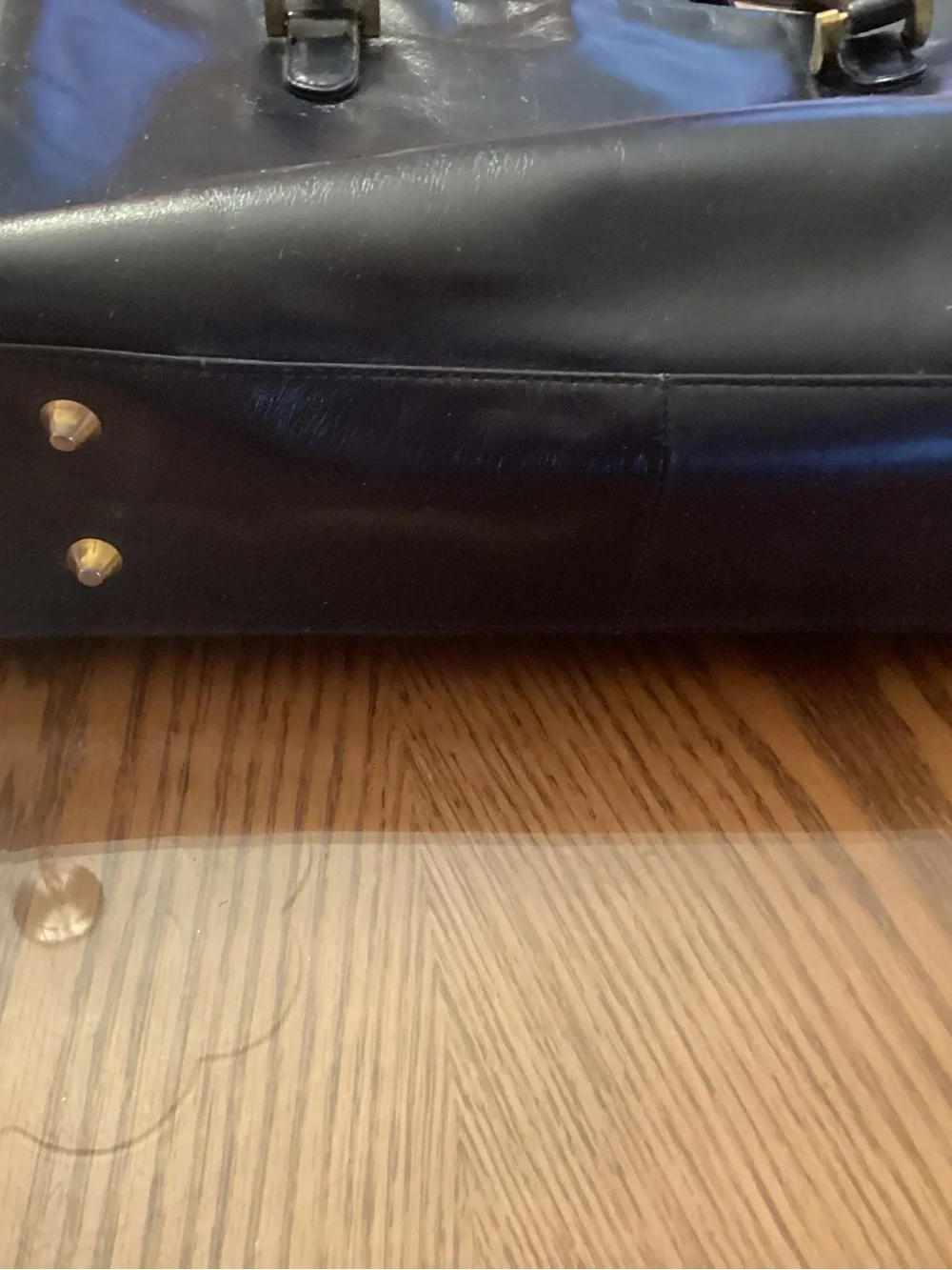 Koret Black Leather Briefcase with Gold Accents
